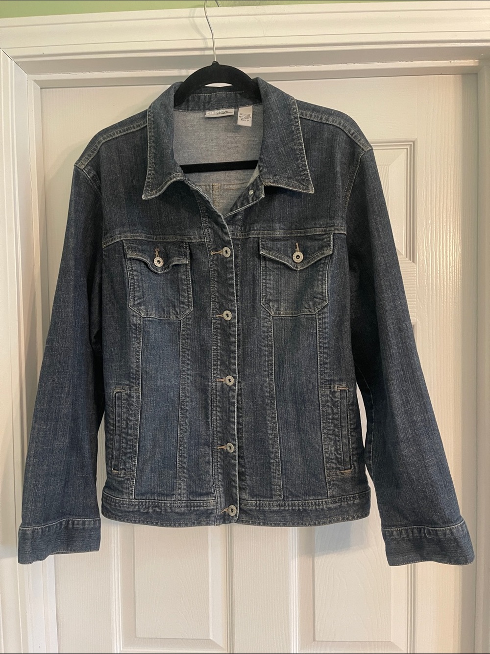 Chico’s Platinum denim jean jacket-Sz XL
